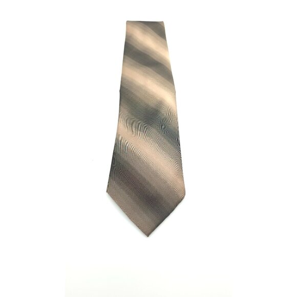 David Taylor Men's Classic Striped Necktie - Shimmering Gold - Picture 2 of 6